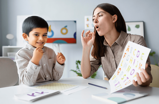 Therapist with child